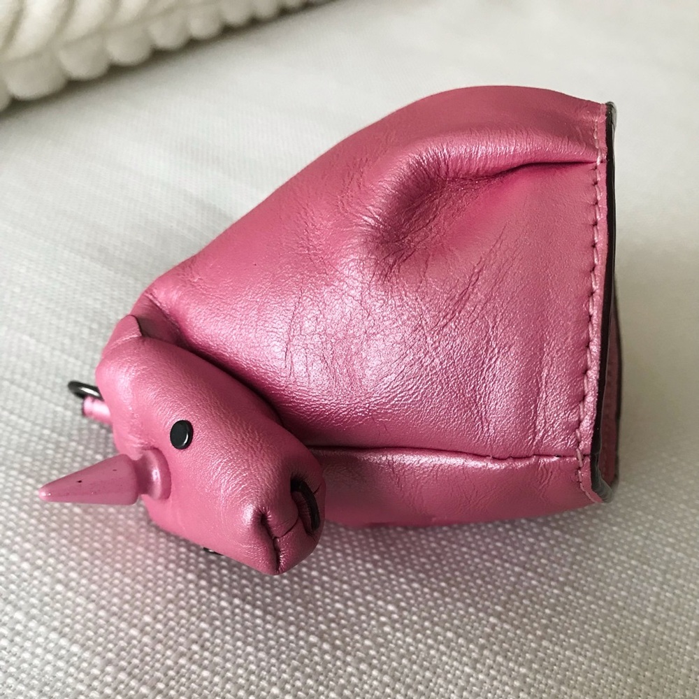 Coach Uni Coin Case, Pink Leather Unicorn Bag Charm Coin Case - Picture 12 of 16